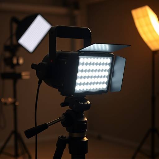 Iluminaäão LED Aputure Light Storm C300d II no estüdio de vídeo.