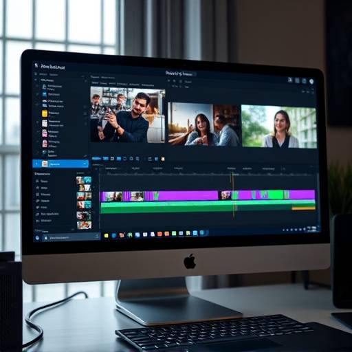 Software de ediäão de vídeo em tela de computador.